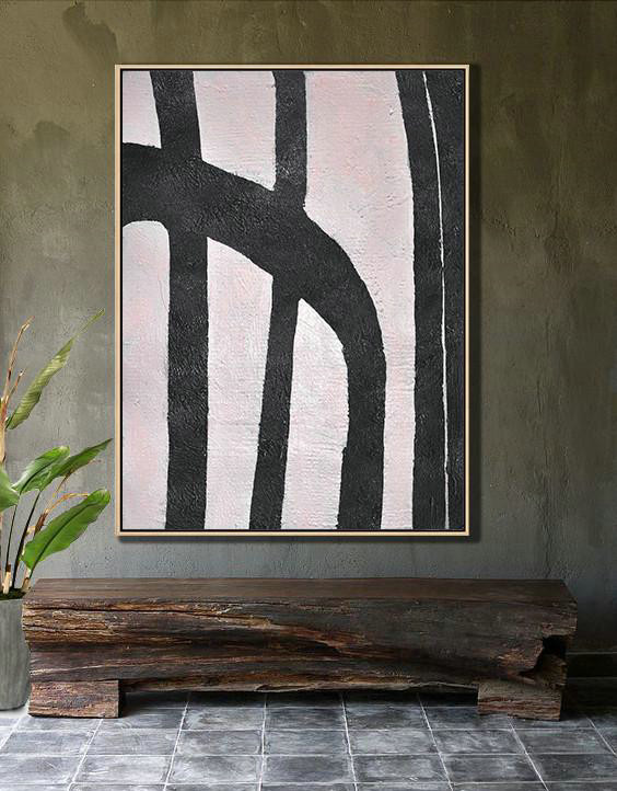 Extra Large Textured Painting On Canvas,Hand-Painted Black And White Minimal Painting On Canvas,Hand Painted Abstract Art